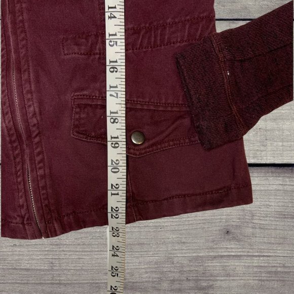Women's Jacket Sz Small ASHLEY By 26 International Burgundy Long Sleeve Full Zip - Picture 6 of 8